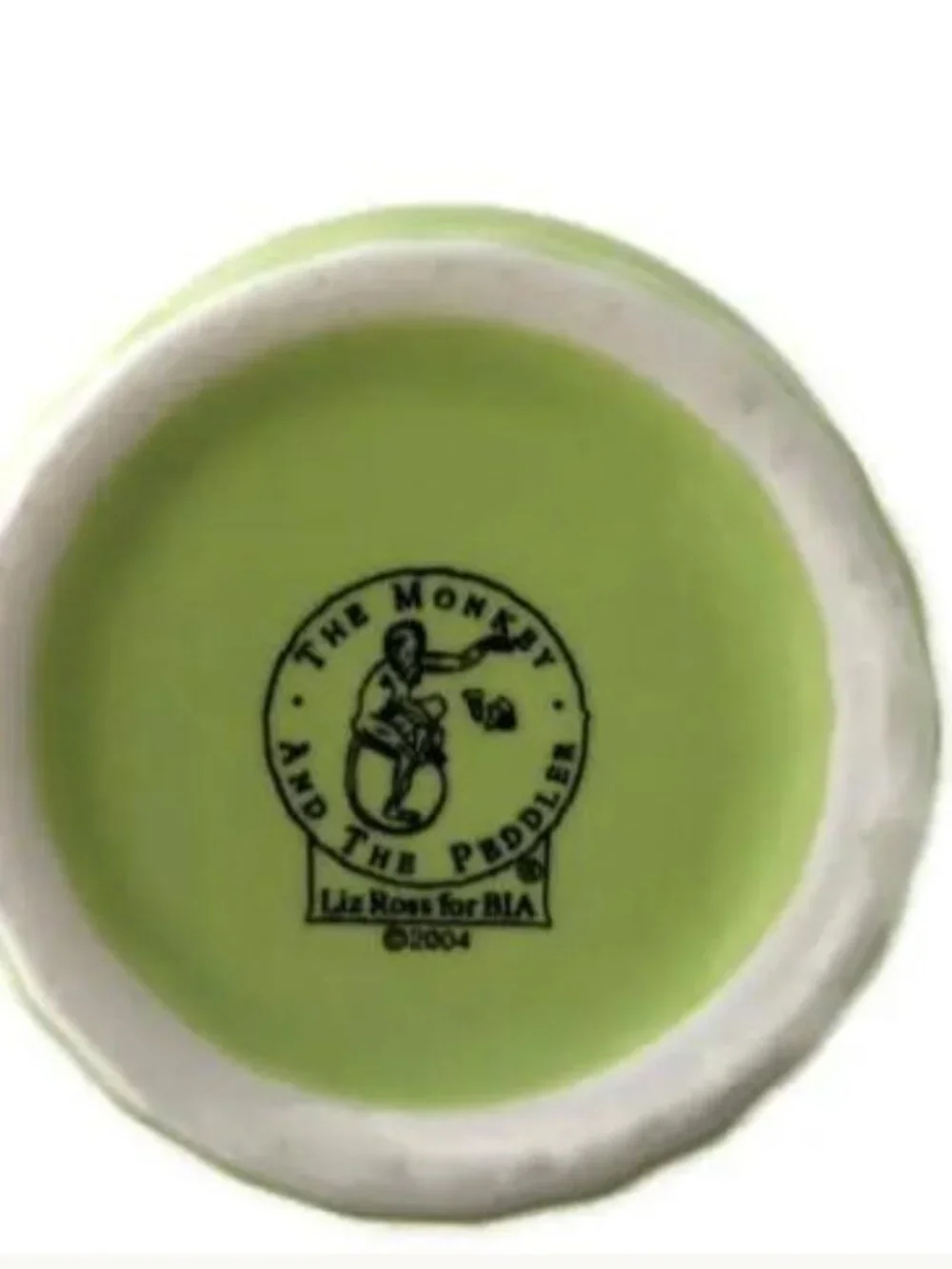 Liz Ross for BIA Ice Cream Cone Cup and Saucer Set The Monkey Peddler Green